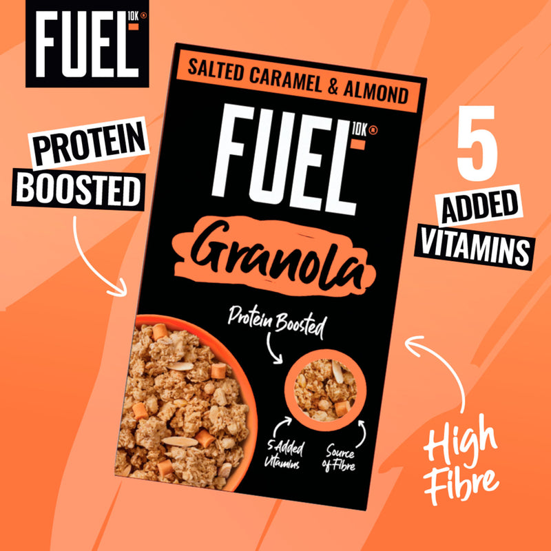 Fuel10K protein granola salted caramel and almond 400g, imported from the UK