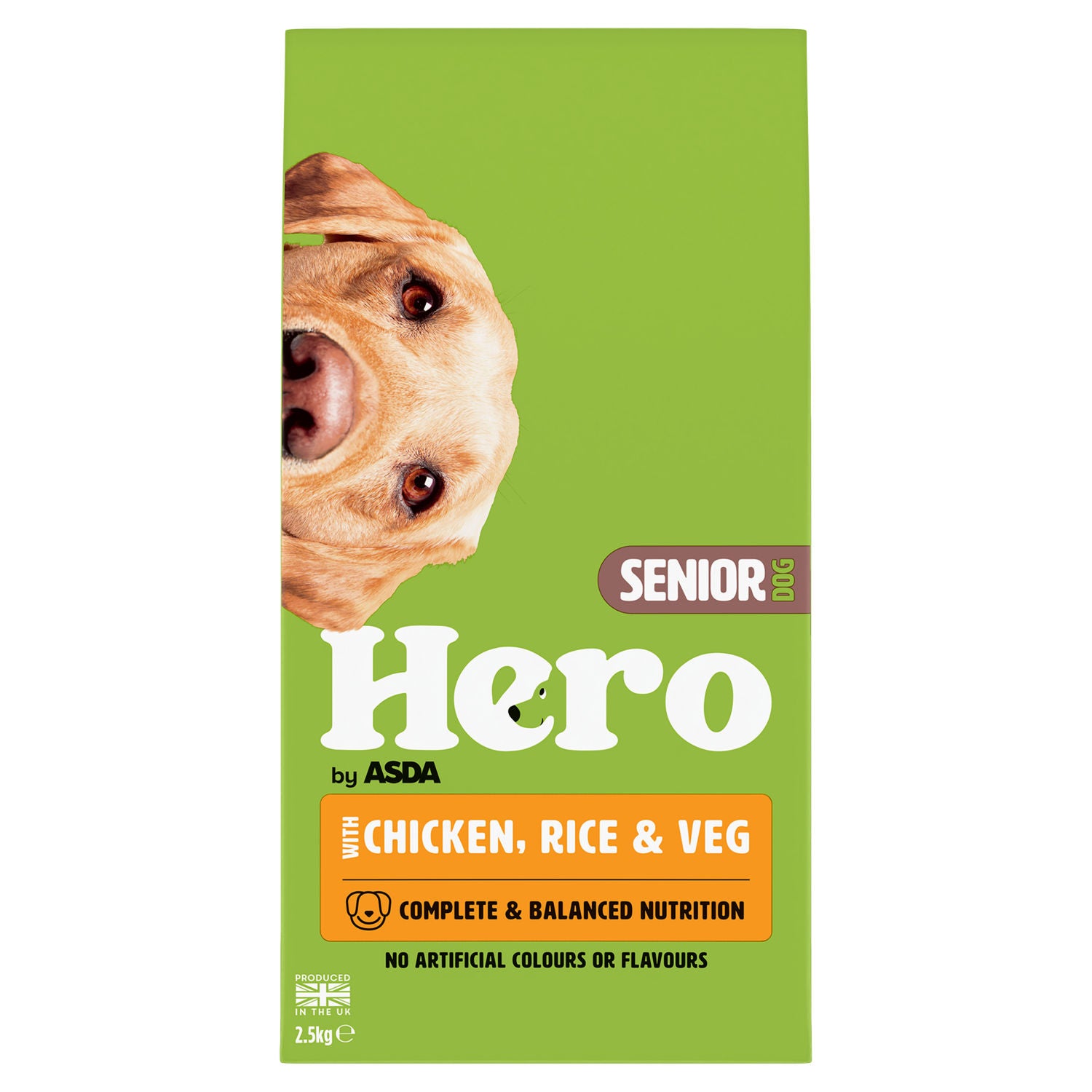 Hero by ASDA senior dog food with chicken rice and vegetables 2.5kg, UK version