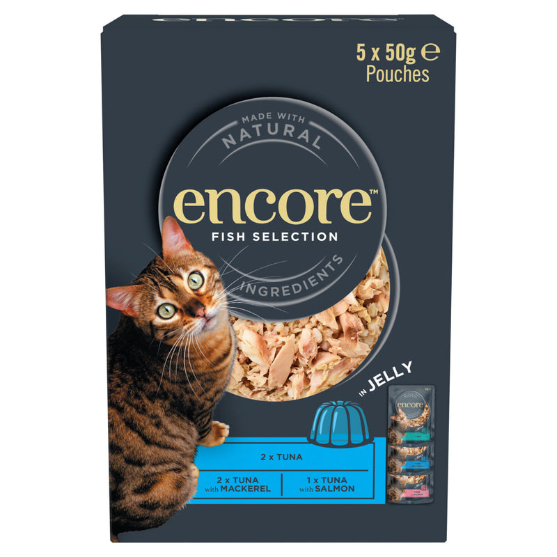 Encore Fish Selection in Jelly wet cat food 5 x 50g - British product