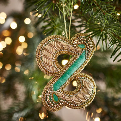 fortnum Fortnum's Eau de Nil Embroidered Alphabet Christmas Decoration - Letter Z- Buy online at McGrocer