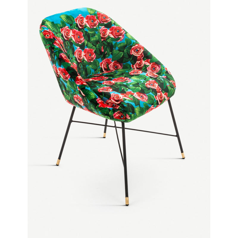 Seletti rose-print velvet chair 50cm x 60cm - British product