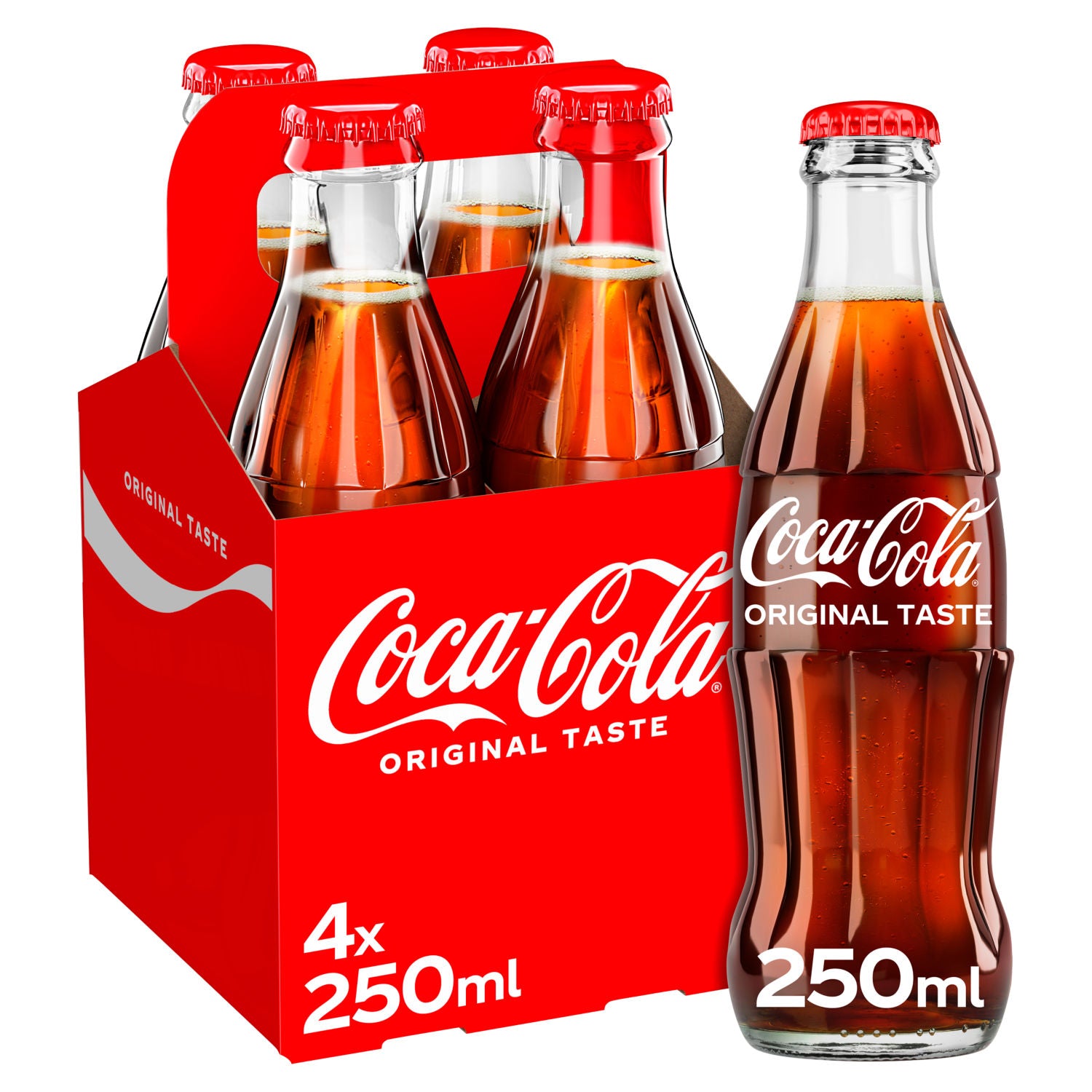 Coca-Cola Original Taste cola 4 x 250ml bottles - British product