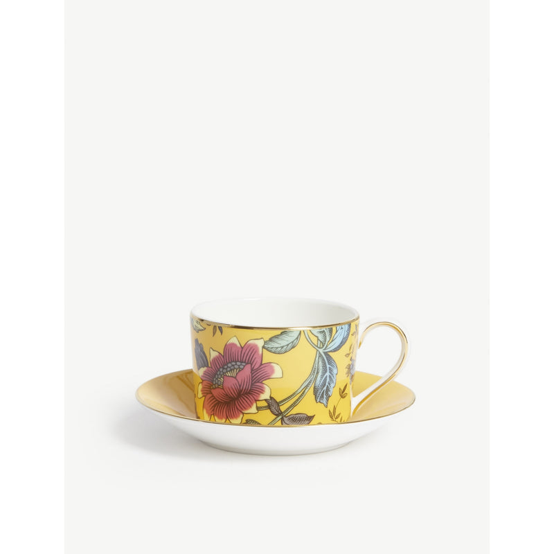 Wedgwood Wonderlust Yellow Tonquin teacup and saucer set, UK version