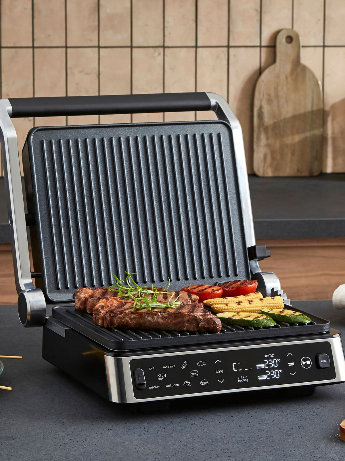 Morphy Richards Black ThermoGrill contact grill, imported from the UK