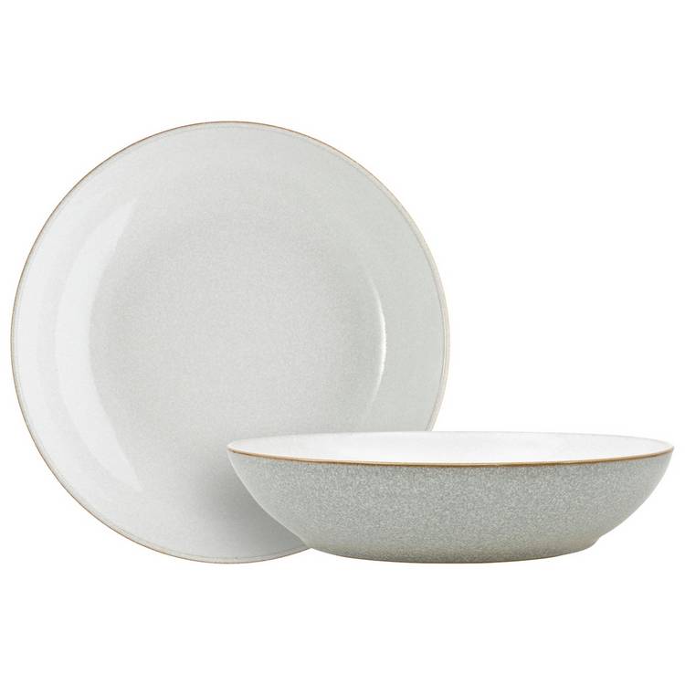 Denby stoneware pasta bowls light grey 22cm, imported from the UK