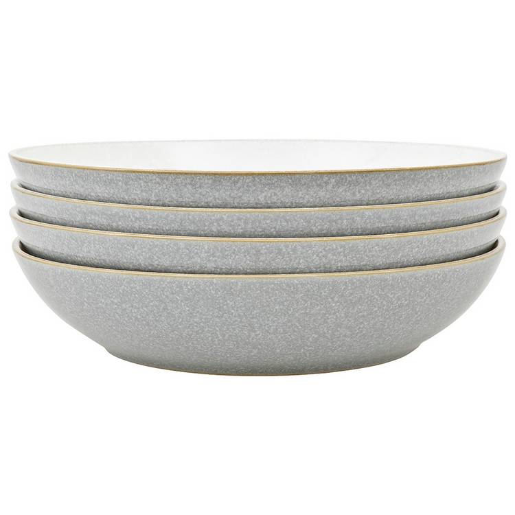 Denby stoneware pasta bowls light grey 22cm, imported from the UK
