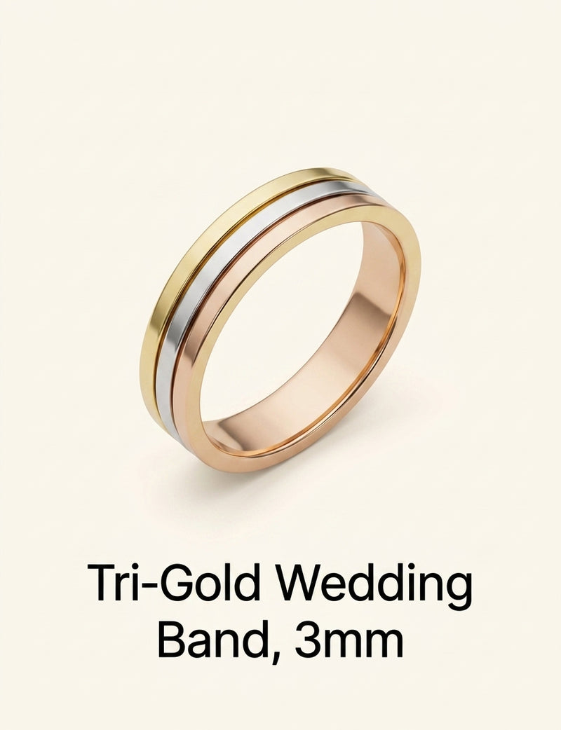 Vendome Louis Cartier 18ct white-gold, yellow-gold and rose-gold wedding ring - 57mm