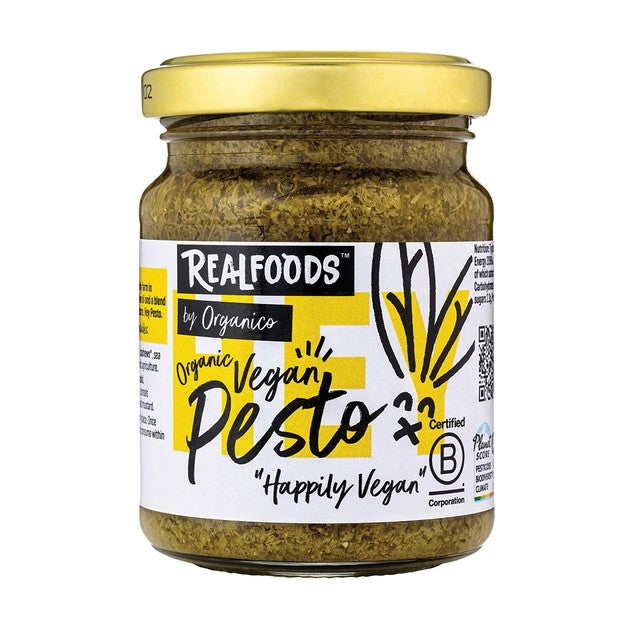 Realfoods by Organico vegan green pesto sauce 120g, imported from the UK