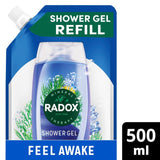 Radox Feel Awake Shower Gel & Shampoo Refill 500ml, imported from the UK
