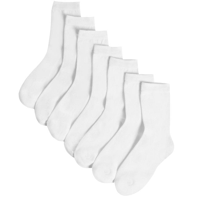 M&S kids school ankle socks shoe size 12.5-3.5 small white 7 pack, imported from the UK