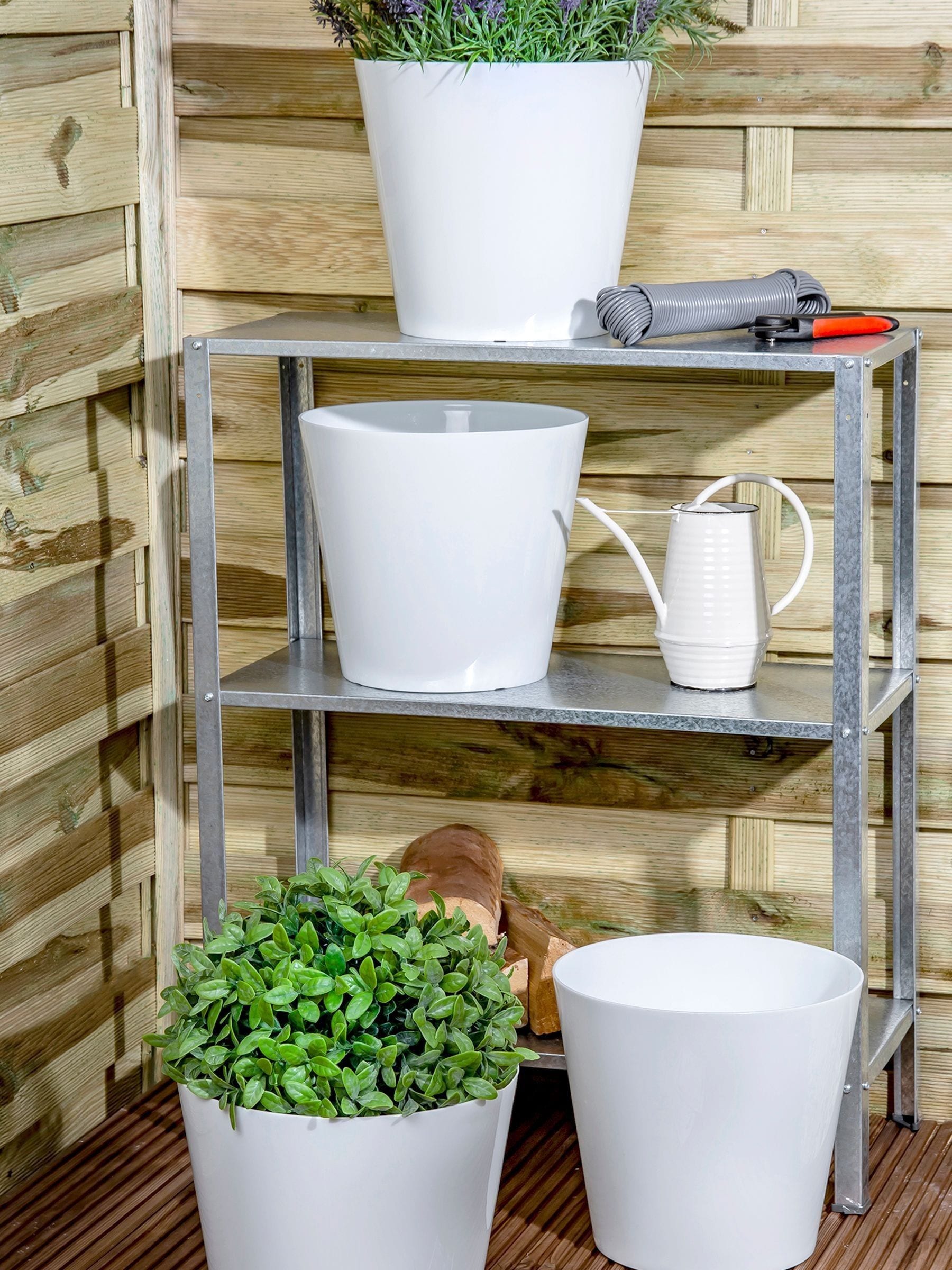 Wham white plastic planters 26cm set of 4, imported from the UK