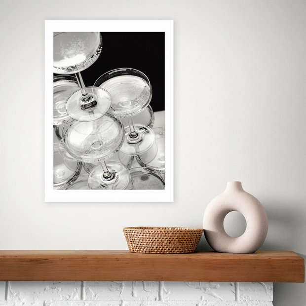 East End Prints champagne art print black and white A3 (British brand)