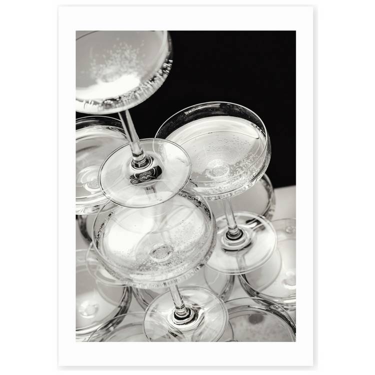 East End Prints champagne art print black and white A3 (British brand)