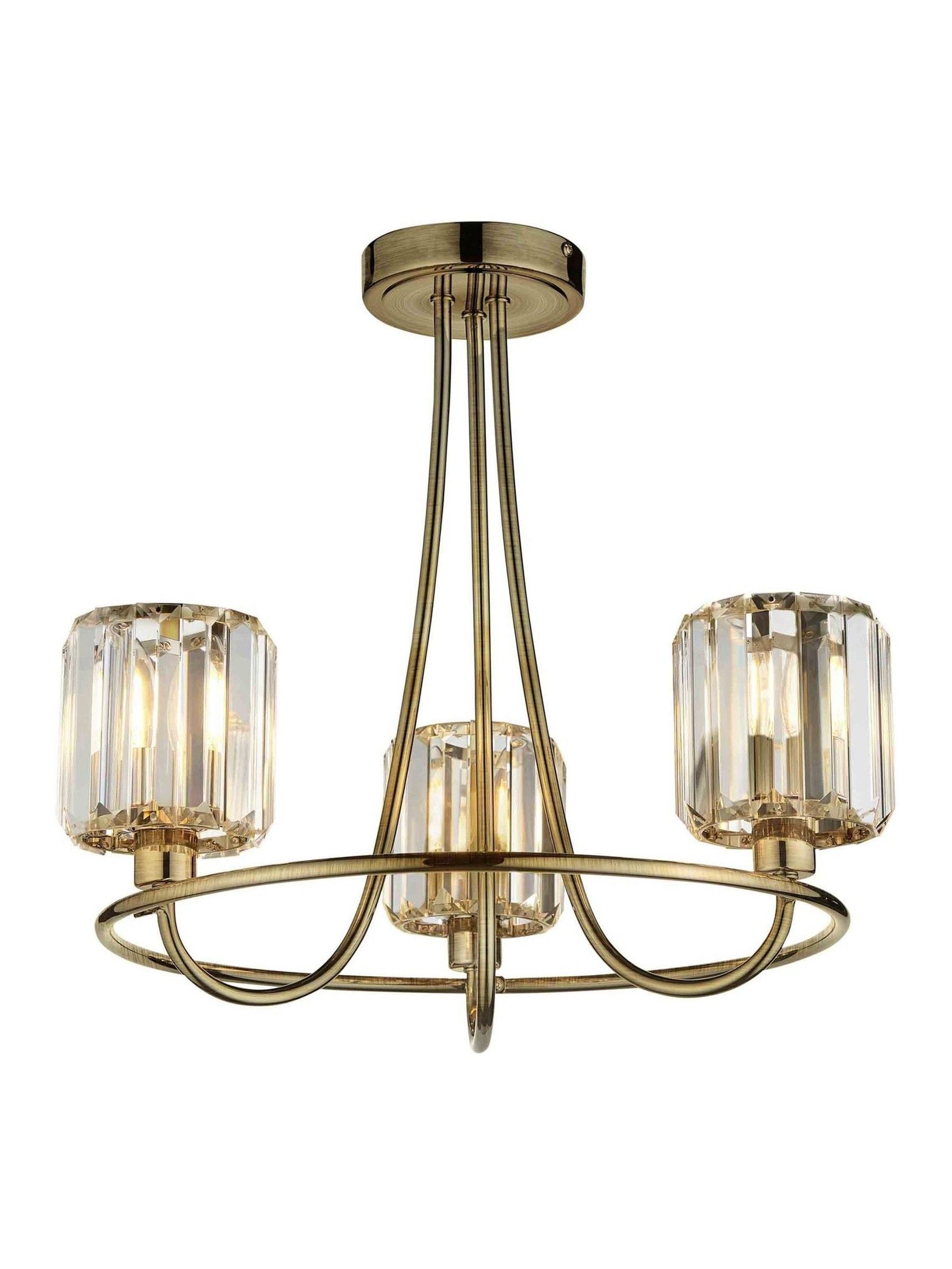 Gallery Home antique brass Hove 3 bulb ceiling light, UK version