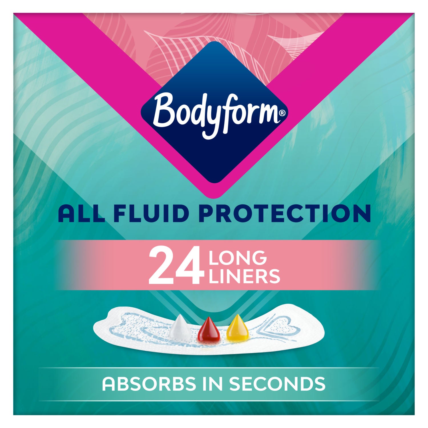 Bodyform All Fluid Protection Long Panty Liners 24 pack - British product