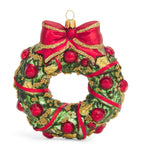 Miniature Wreath Christmas Tree Decoration with Red Fruits and Ribbon