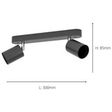 EGLO Reciso-E 2 light spotlight bar black steel (British brand)