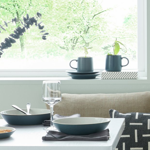Denby stoneware pasta bowls charcoal 4-piece, imported from the UK