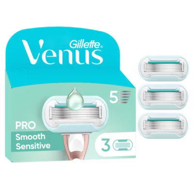 Gillette Venus sensitive razor blades pack of 3 (British brand)