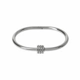 Liars & Lovers silver tone hinged bangle with crystals 6cm (British brand)