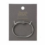 Liars & Lovers silver tone hinged bangle with crystals 6cm (British brand)