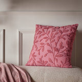 Argos Home cushion pink embroidered leaves 50x50cm (British brand)