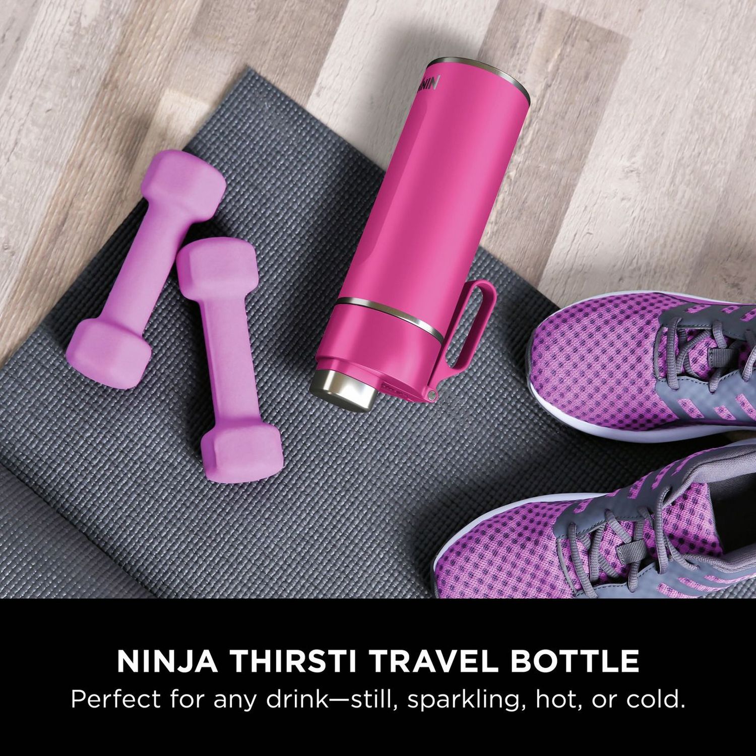 Ninja Thirsti Hot Pink travel bottle 530ml, imported from the UK
