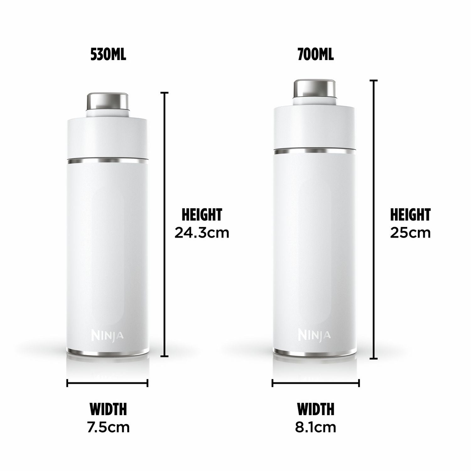 Ninja white travel bottle 700ml, imported from the UK