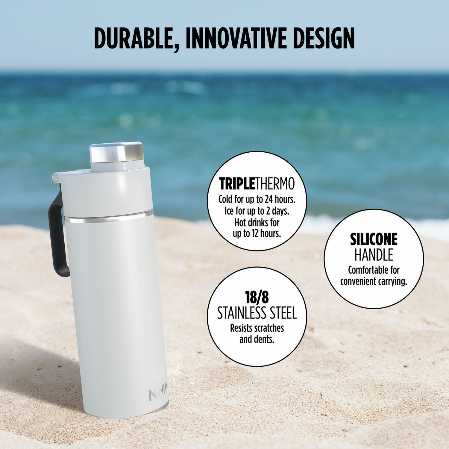 Ninja white travel bottle 700ml, imported from the UK