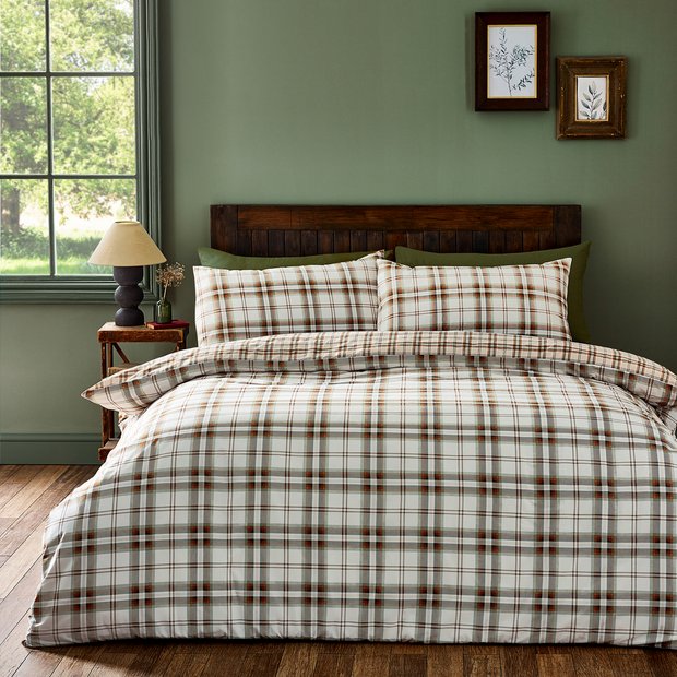 Catherine Lansfield bedding set orange check single, imported from the UK