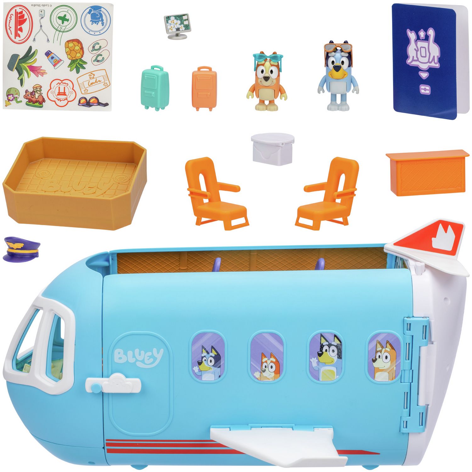 Bluey 3-in-1 airplane transforming playset with figures - British product