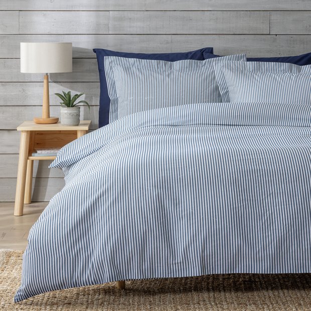 Habitat toddler bedding set denim stripe Oxford edge (British brand)