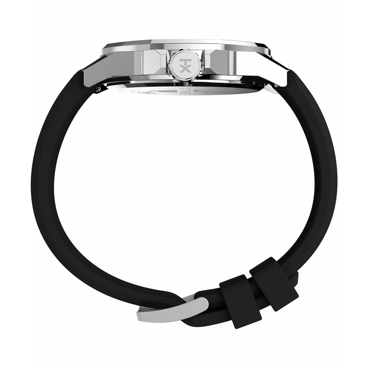 Timex Essex Ave black dial watch with silicone strap (British brand)