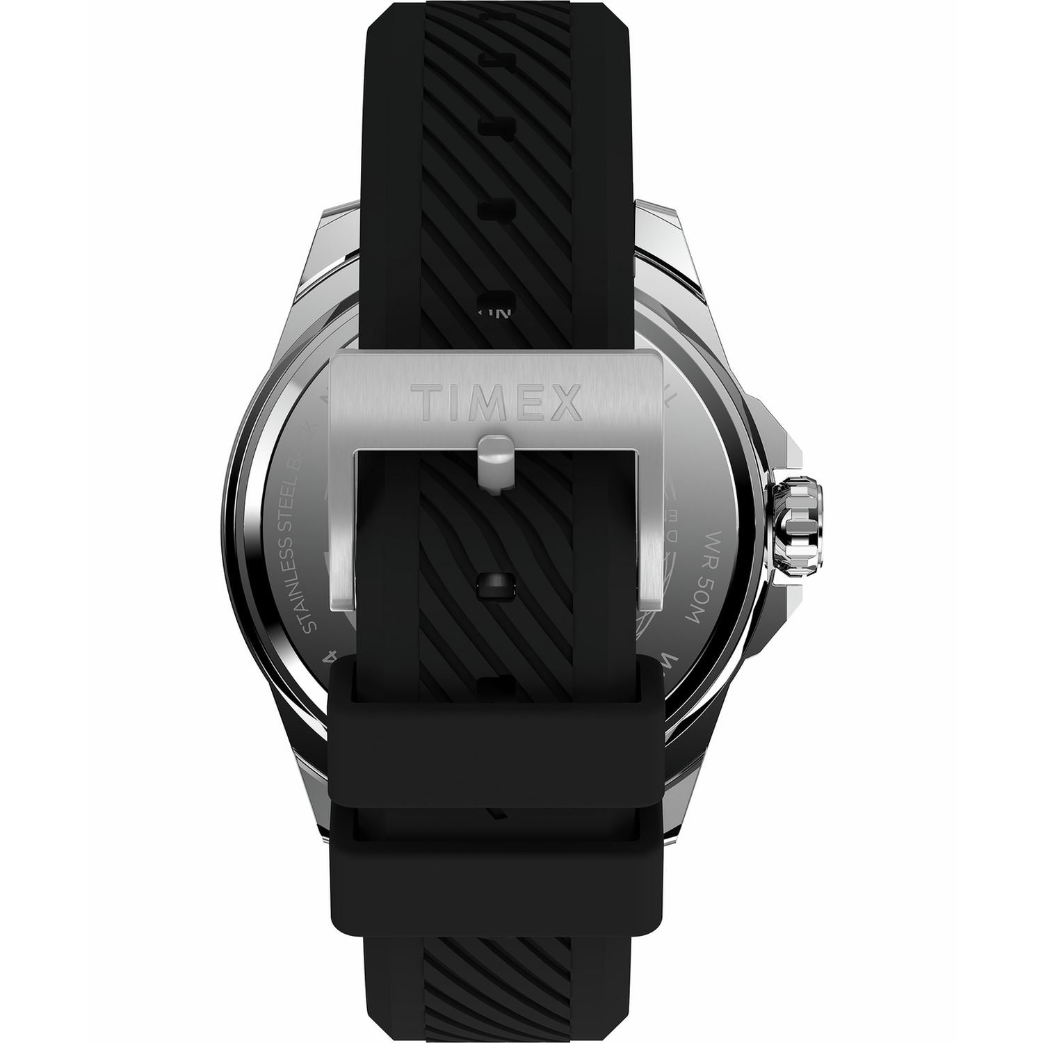Timex Essex Ave black dial watch with silicone strap (British brand)
