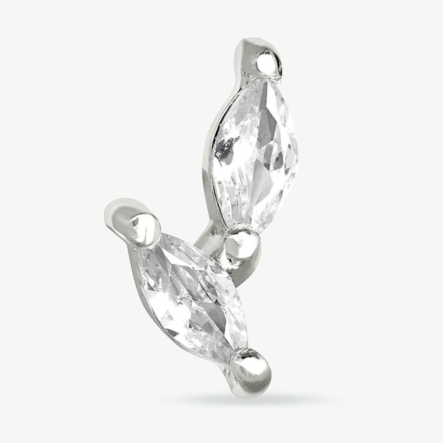 Revere sterling silver marquise cubic zirconia stud earring (British brand)