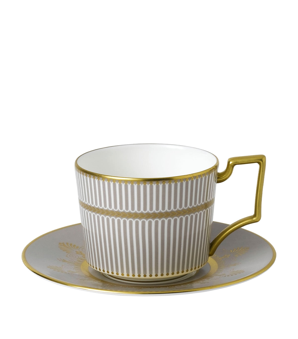 Wedgwood Anthemion Grey teacup and saucer (British brand)