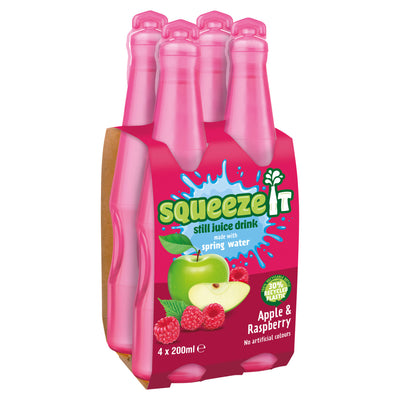 ASDA Squeeze It Still Apple & Raspberry Drink 4 x 200ml- Buy online at McGrocer