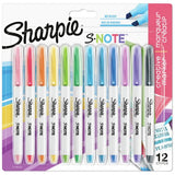 Sharpie S-Note chisel tip highlighter pack of 12 pastel colours, UK version