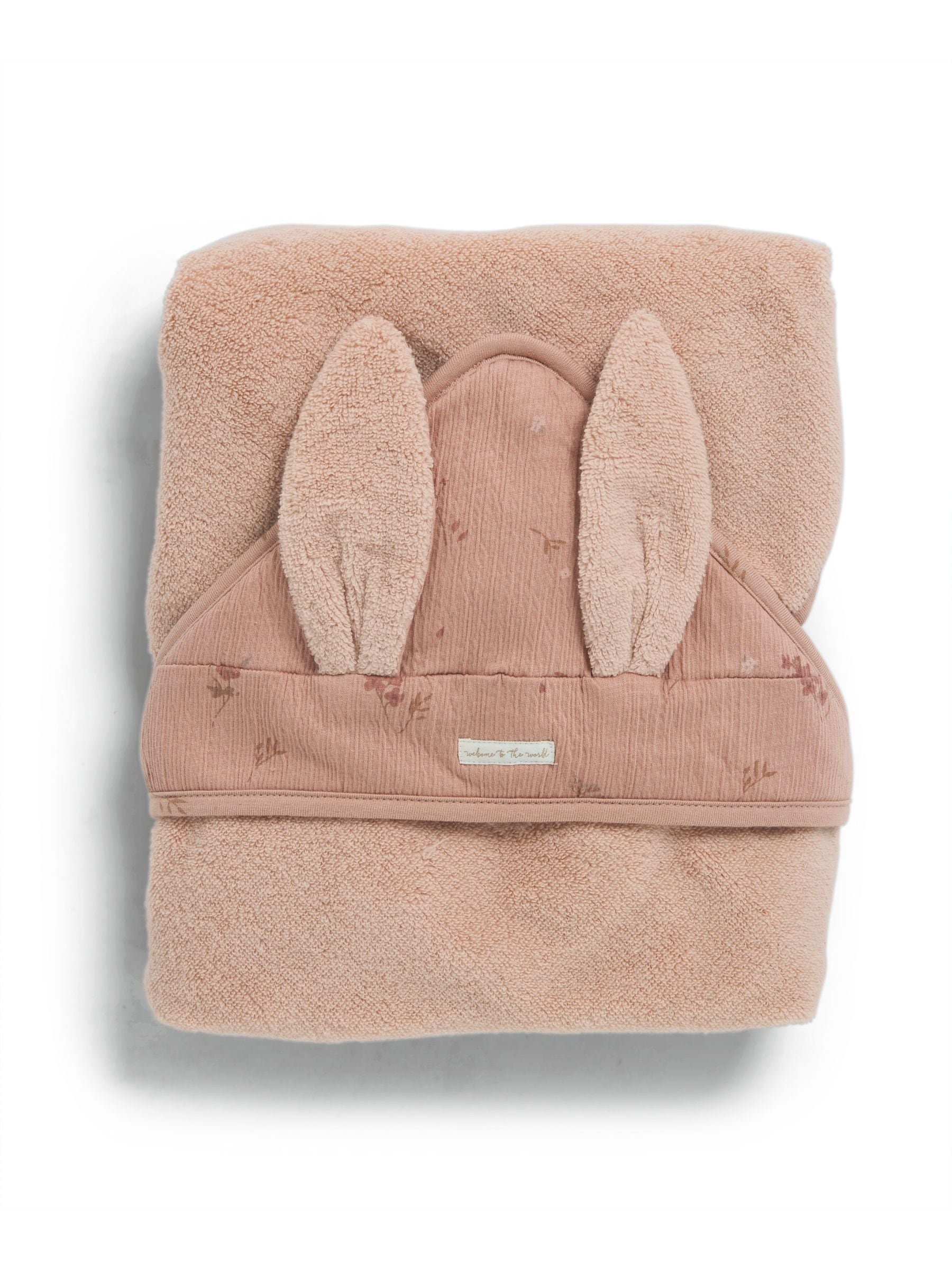 Mamas & Papas pink wildflower hooded towel 75x75cm, imported from the UK