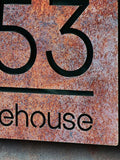 Rust effect house sign personalised laser cut 30cm, UK version
