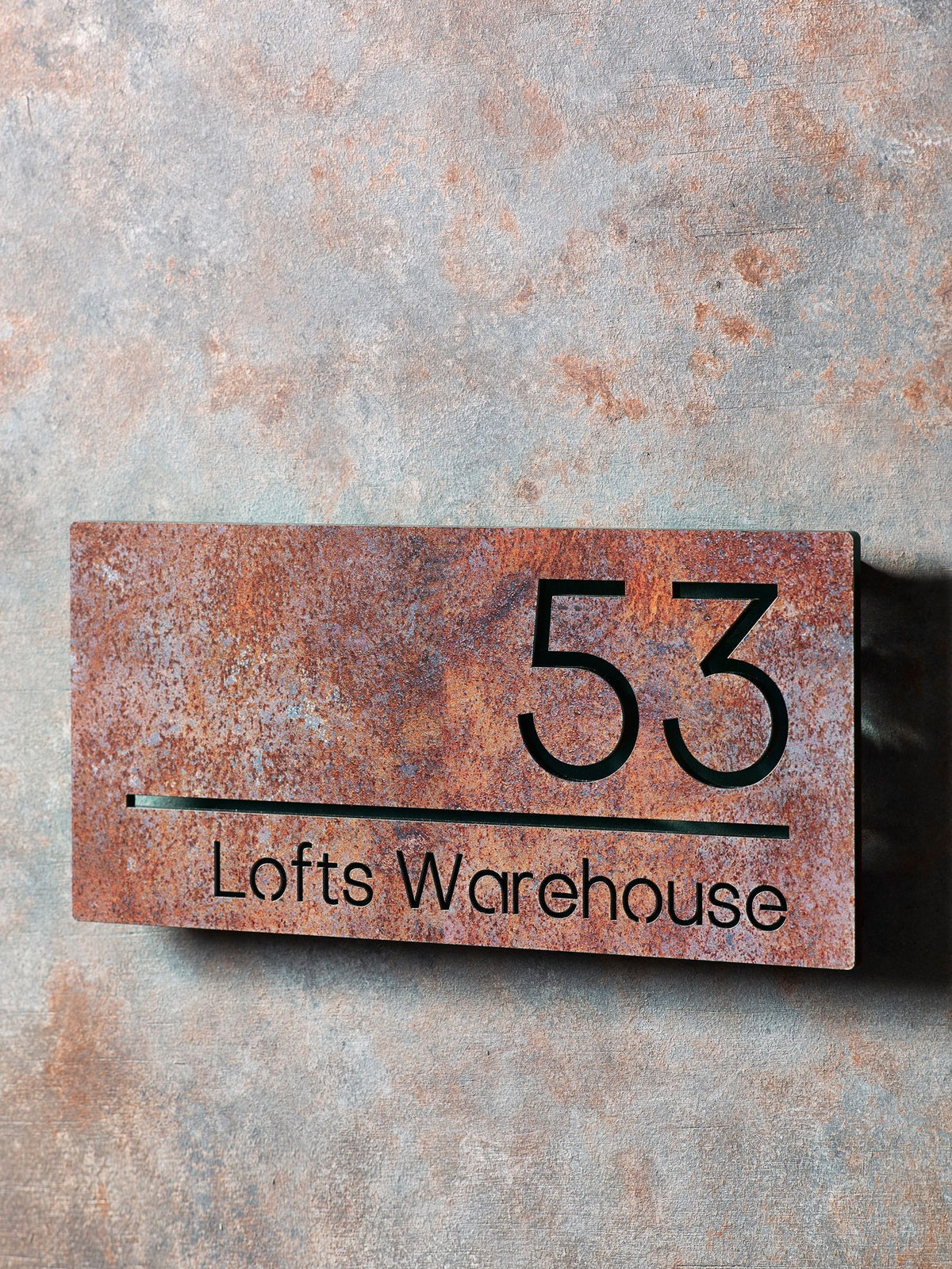 Rust effect house sign personalised laser cut 30cm, UK version
