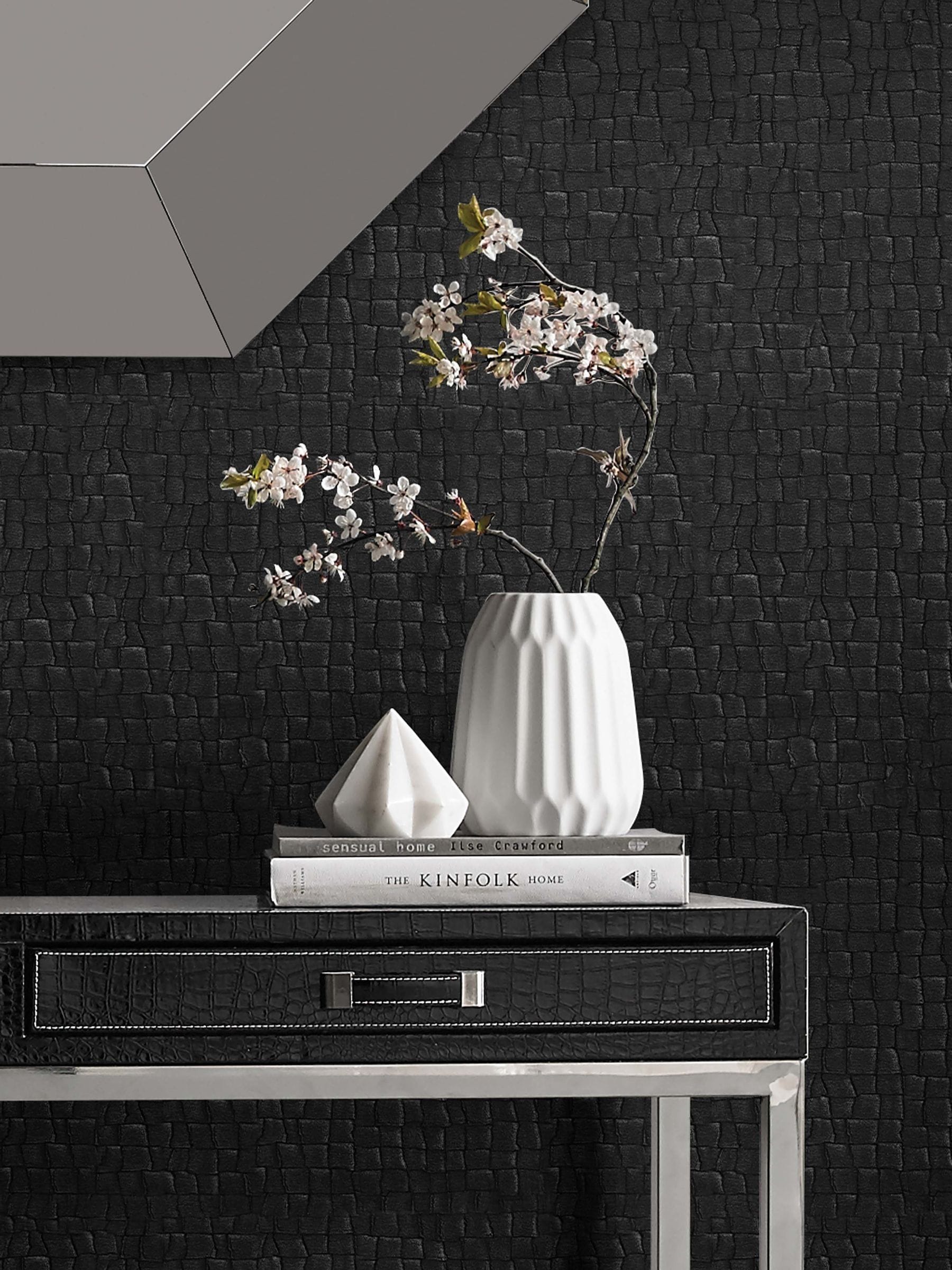 Graham & Brown Serpentine Black wallpaper sample A4, imported from the UK