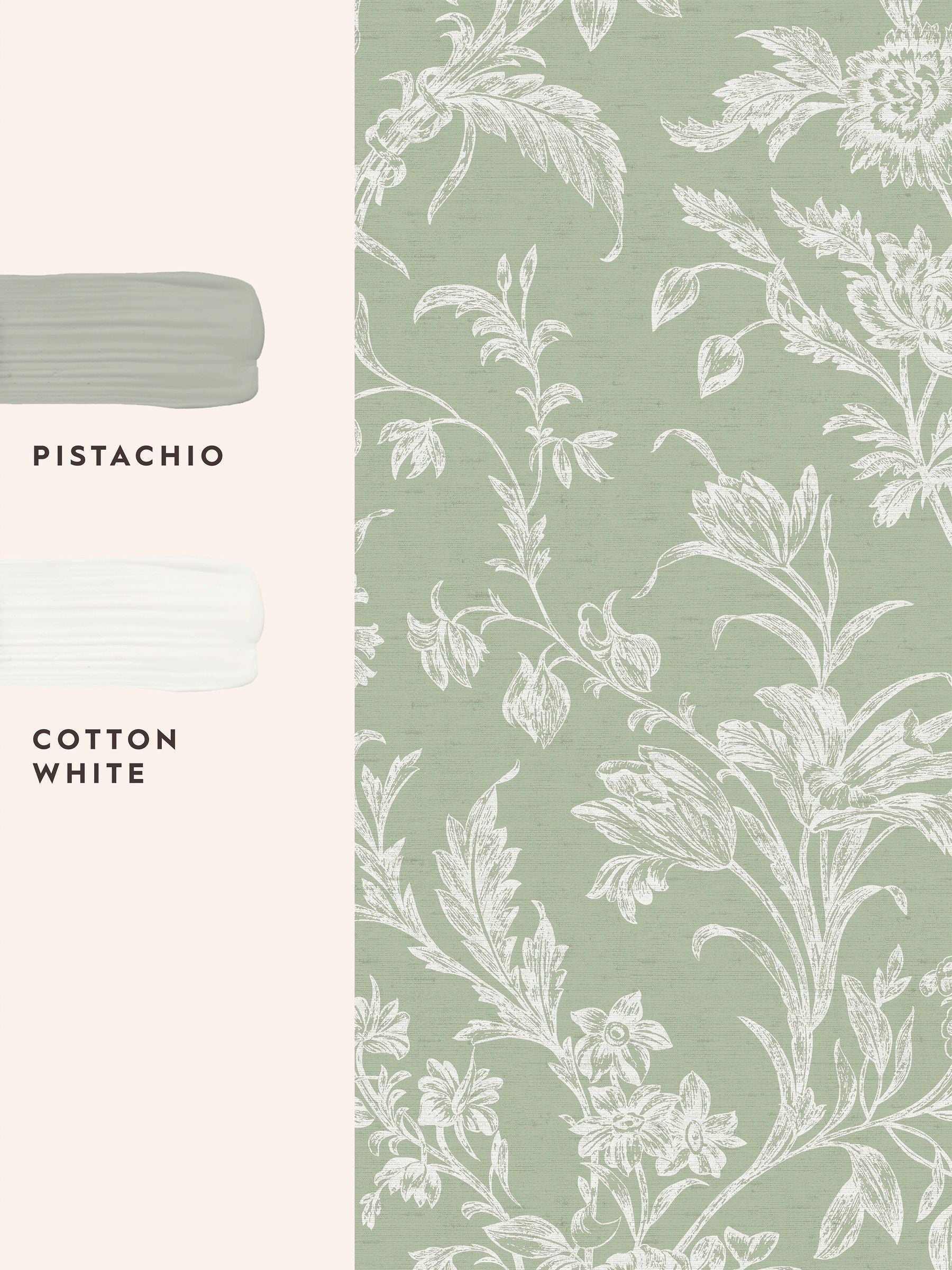 Laura Ashley sage green Lloyd wallpaper sample A4, UK version