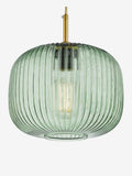 Dar green ribbed glass bronze pendant ceiling light, imported from the UK