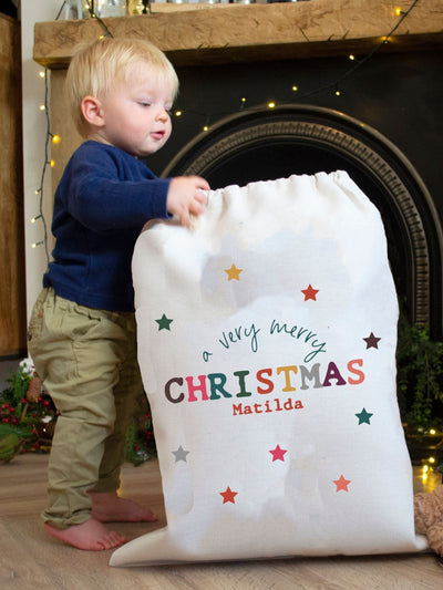 Next Solesmith 100% Linen Colourful Christmas Personalised Sack- Buy online at McGrocer