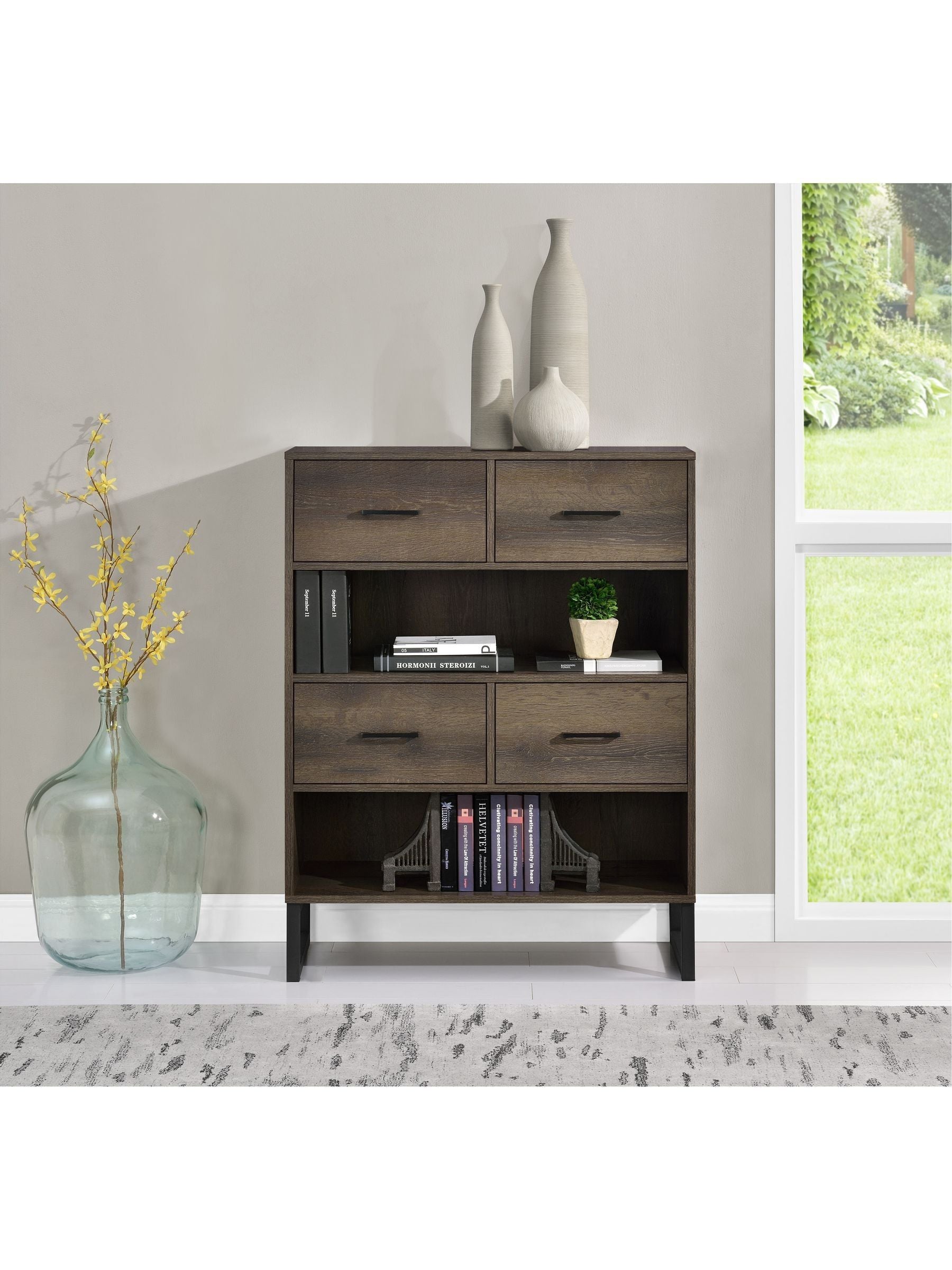Dorel Home Candon Bookcase medium brown 76cm wide - British product