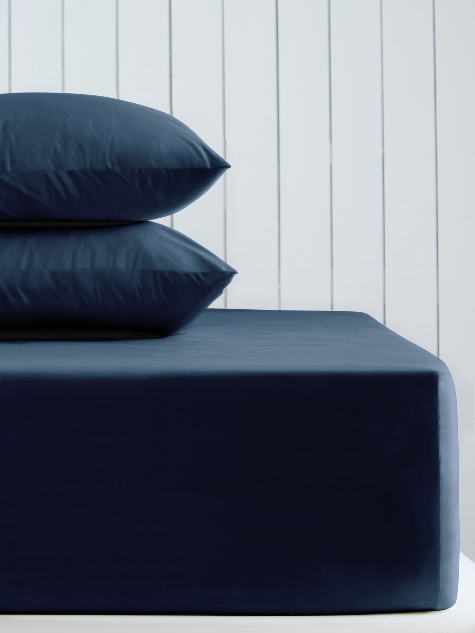 Navy blue cotton rich fitted bed sheet, imported from the UK