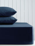 Navy blue cotton rich fitted bed sheet, imported from the UK