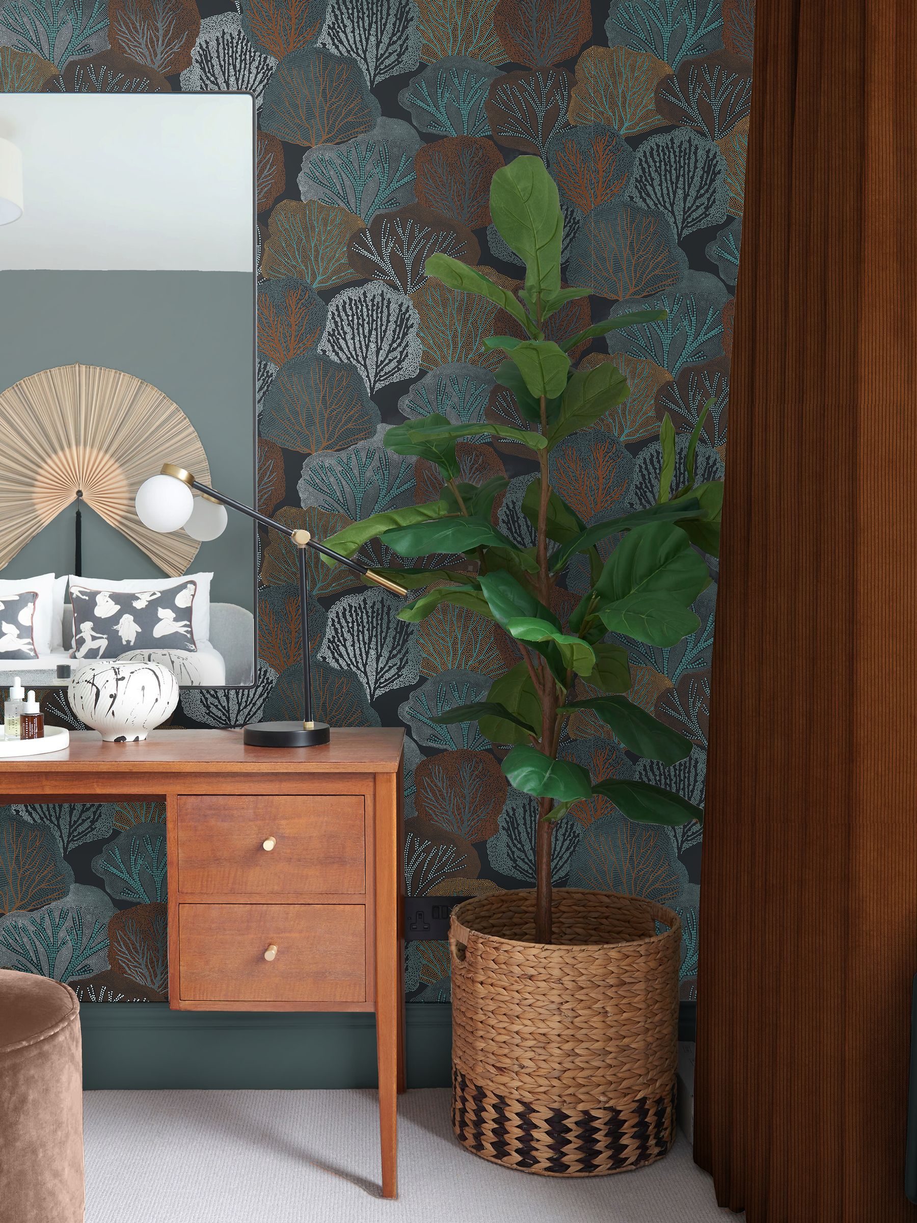 Graham & Brown Twyla Midnight wallpaper sample, UK version