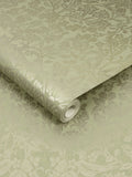 Graham & Brown green Hartley Damask wallpaper sample, UK version